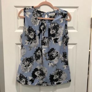 Calvin Klein Pleated Neck Sleeveless Top